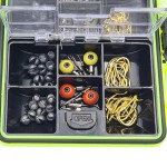 Kit accesorii pentru pescuit, 24 compartimente, 186 piese, cutie de culoare verde
